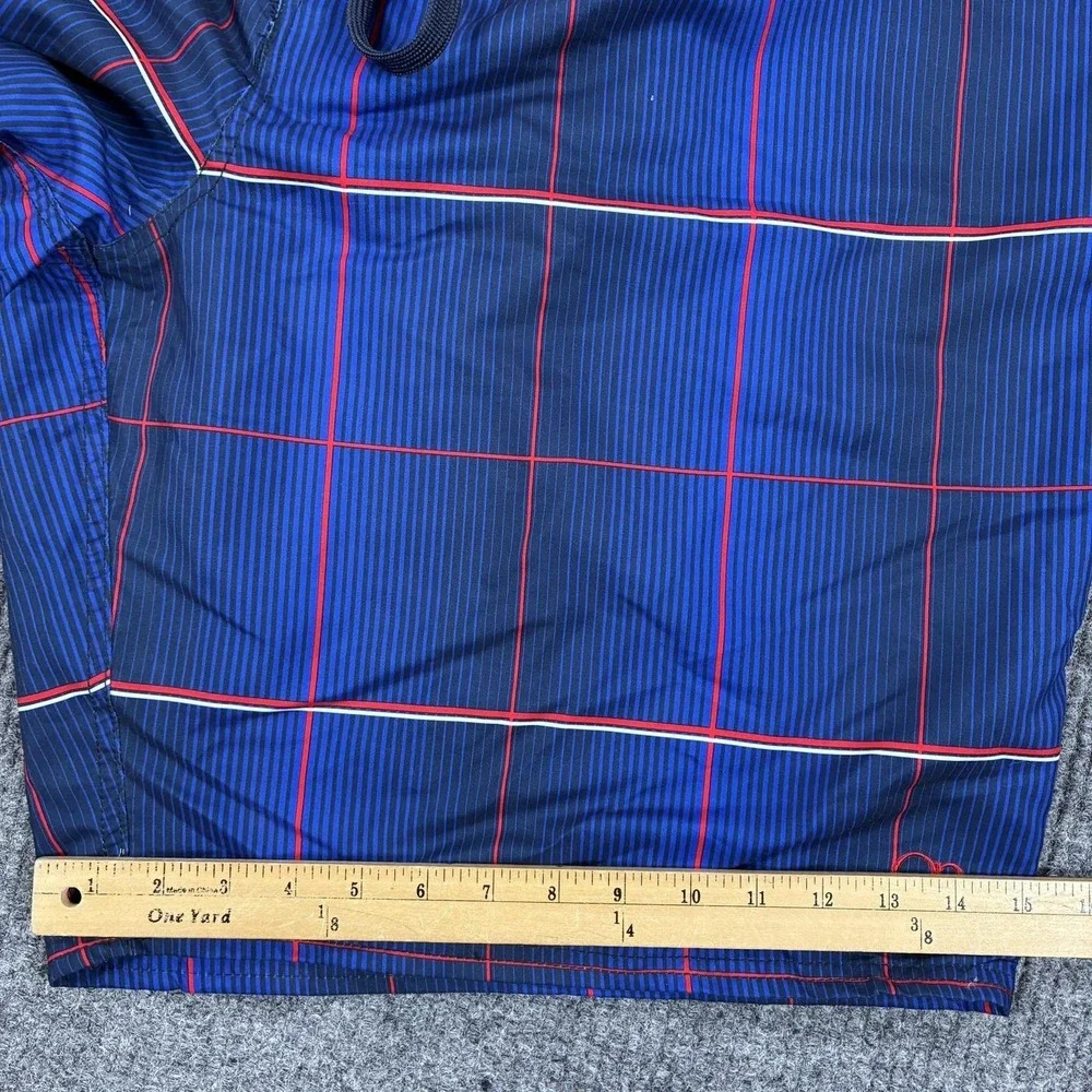 Op Board Shorts Mens 3XL Blue Plaid Swim Trunks Mesh Lined Drawstring Pockets
